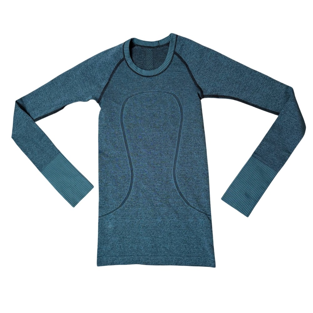 Lululemon Swiftly Tech Long Sleeve 2.0 Women Size 2 Teal Excellent Thumbholes‎